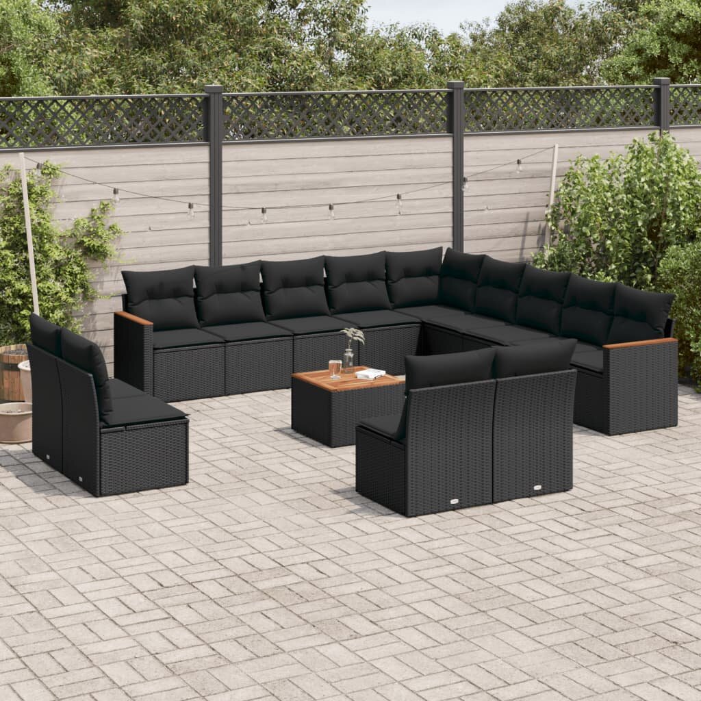 vidaXL Patio Sofa Set Black