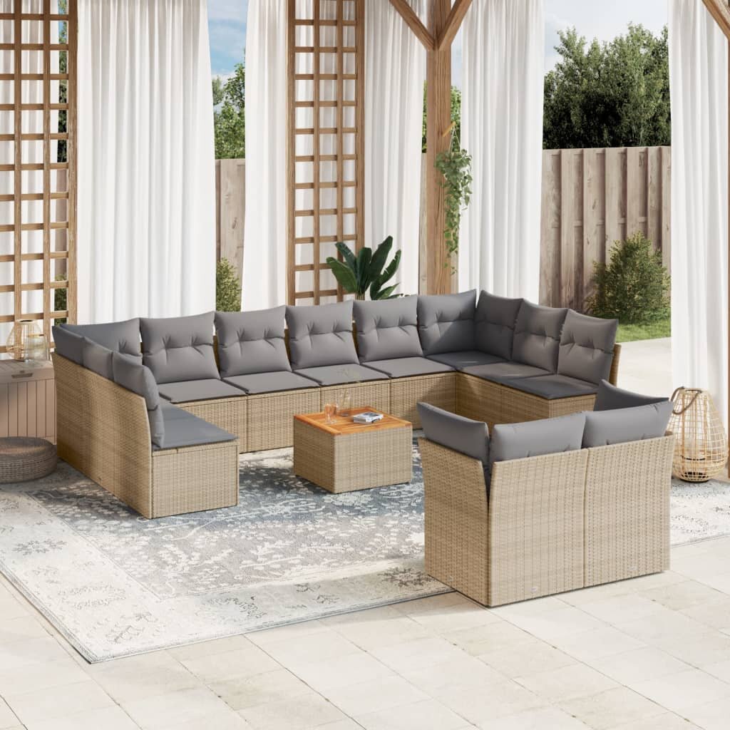 vidaXL Patio Sofa Set Смес от бежово и светлосиво
