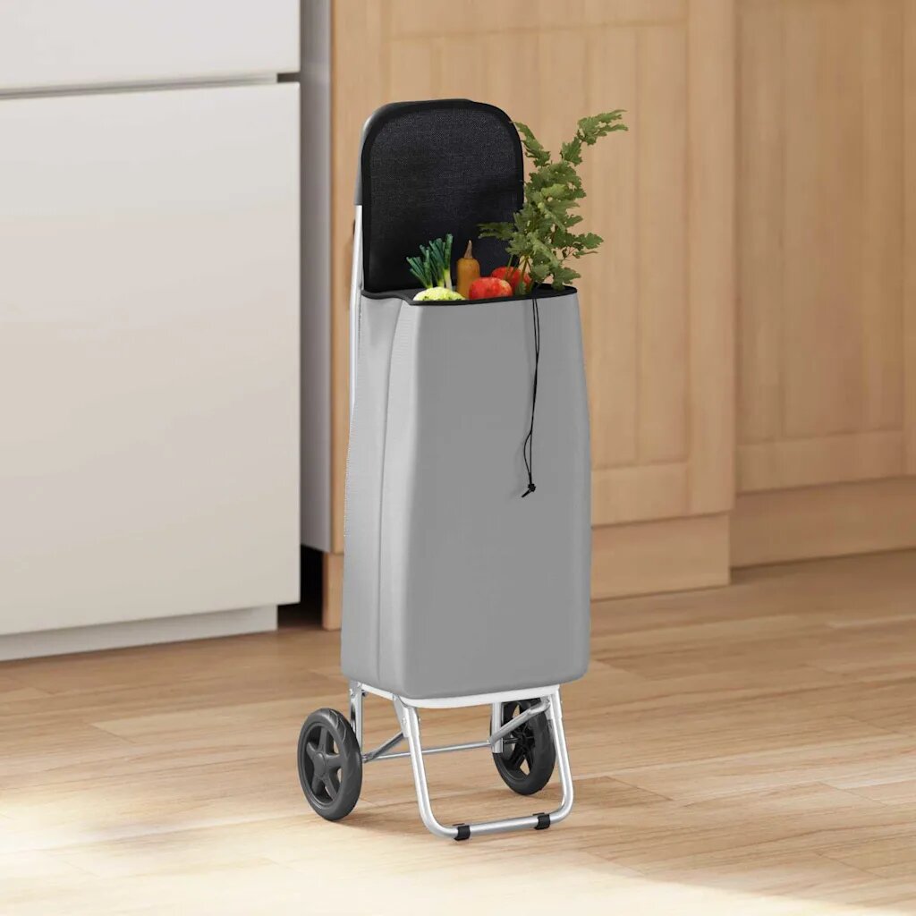 vidaXL Пазарски тролей Сив 35 x 28 x 92 см Оксфордска тъкан