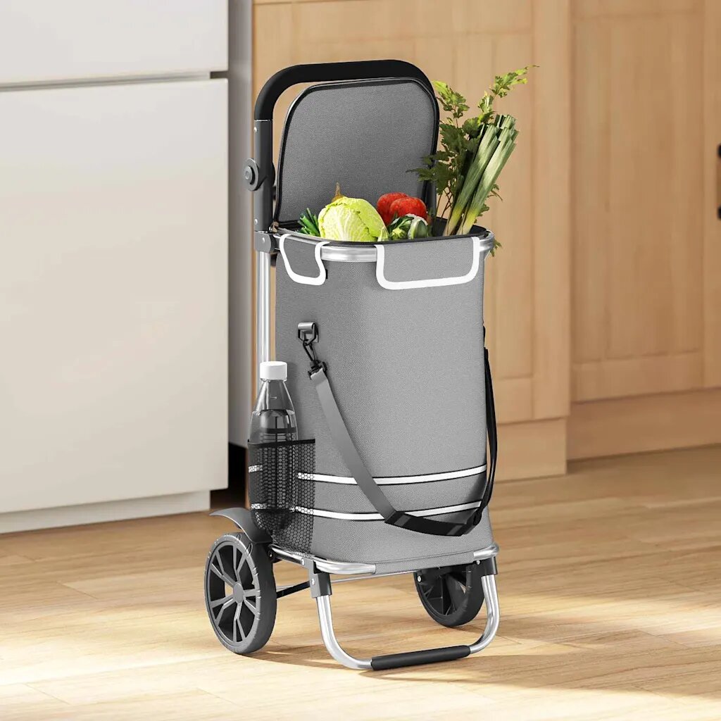 vidaXL Пазарски тролей Сив 365 x 465 x 1005 см Оксфордска тъкан