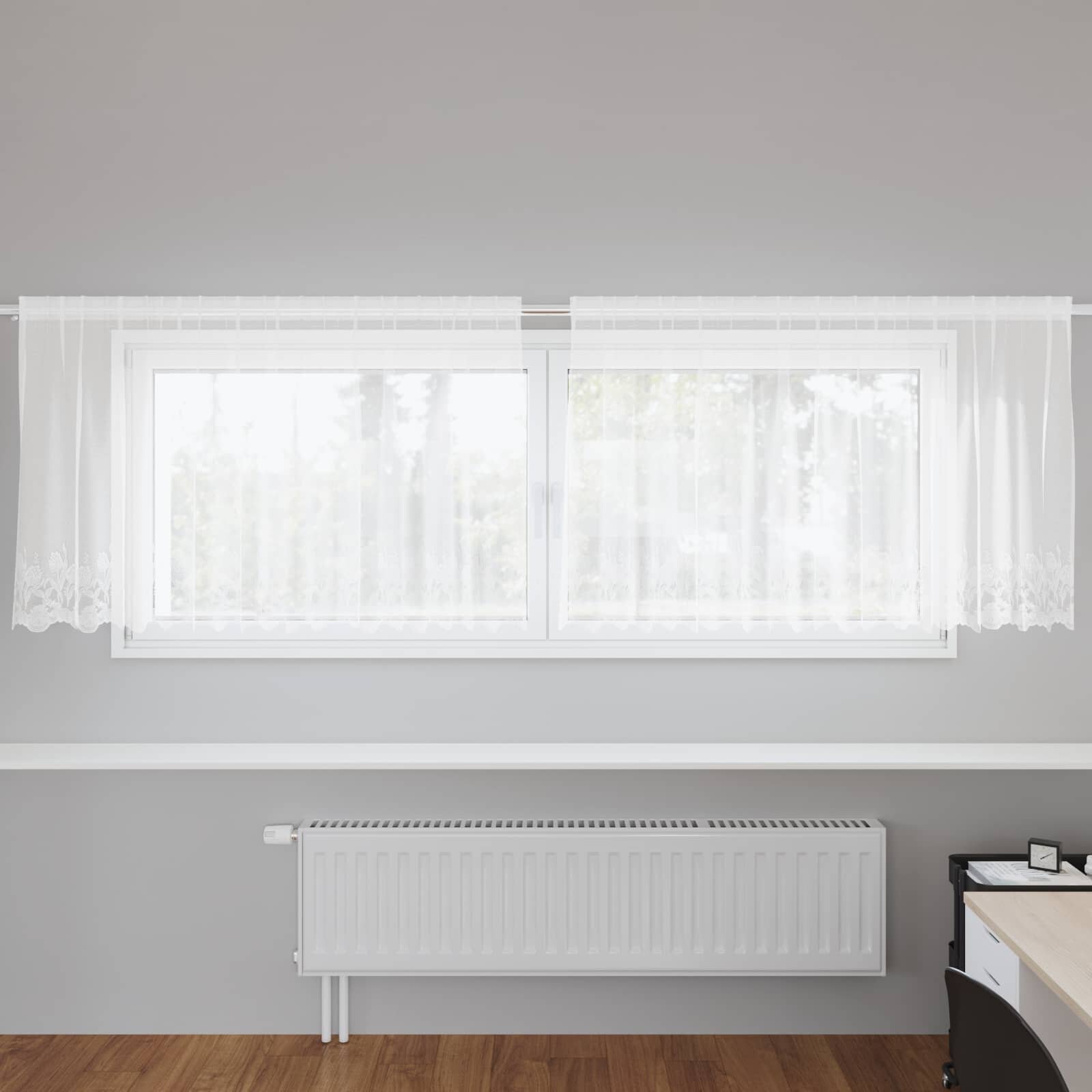 vidaXL Перде от дантела Бяло 100 x 300 cm Полиестер