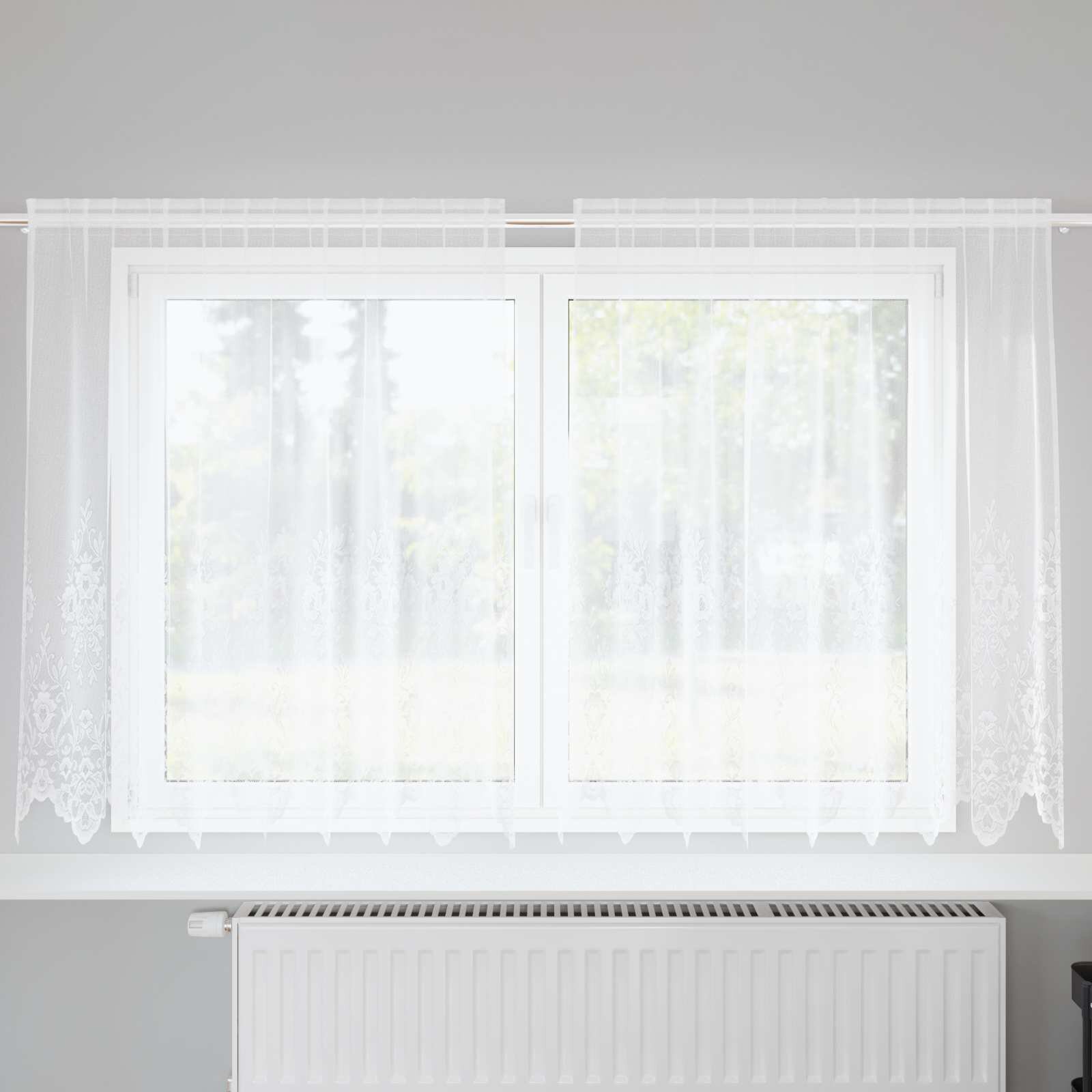 vidaXL Перде от дантела Бяло 140 x 200 cm Полиестер