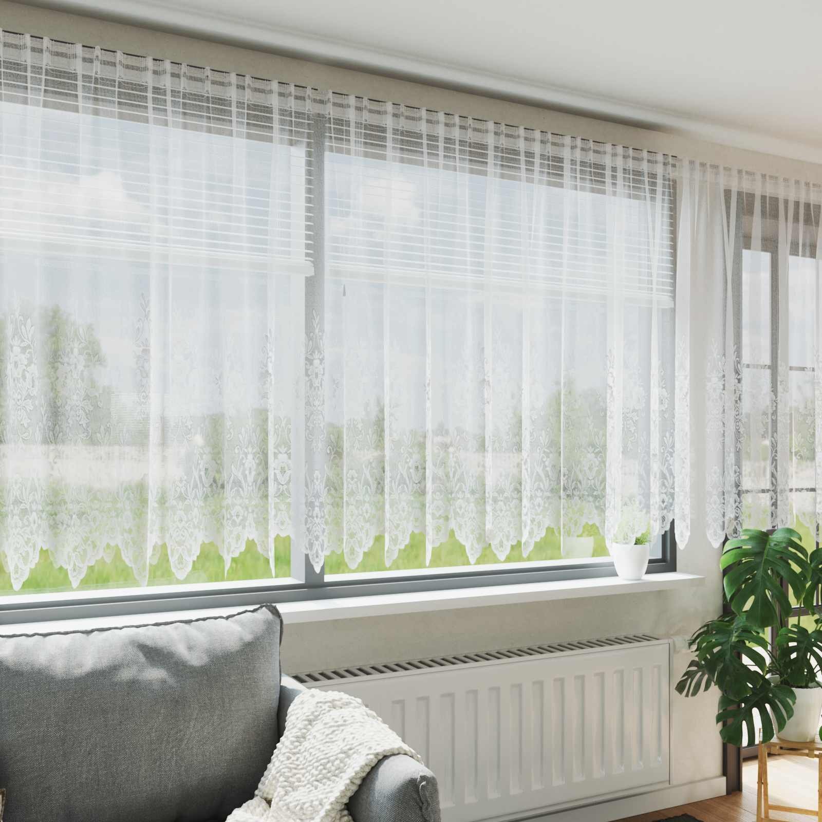 vidaXL Перде от дантела Бяло 140 x 500 cm Полиестер