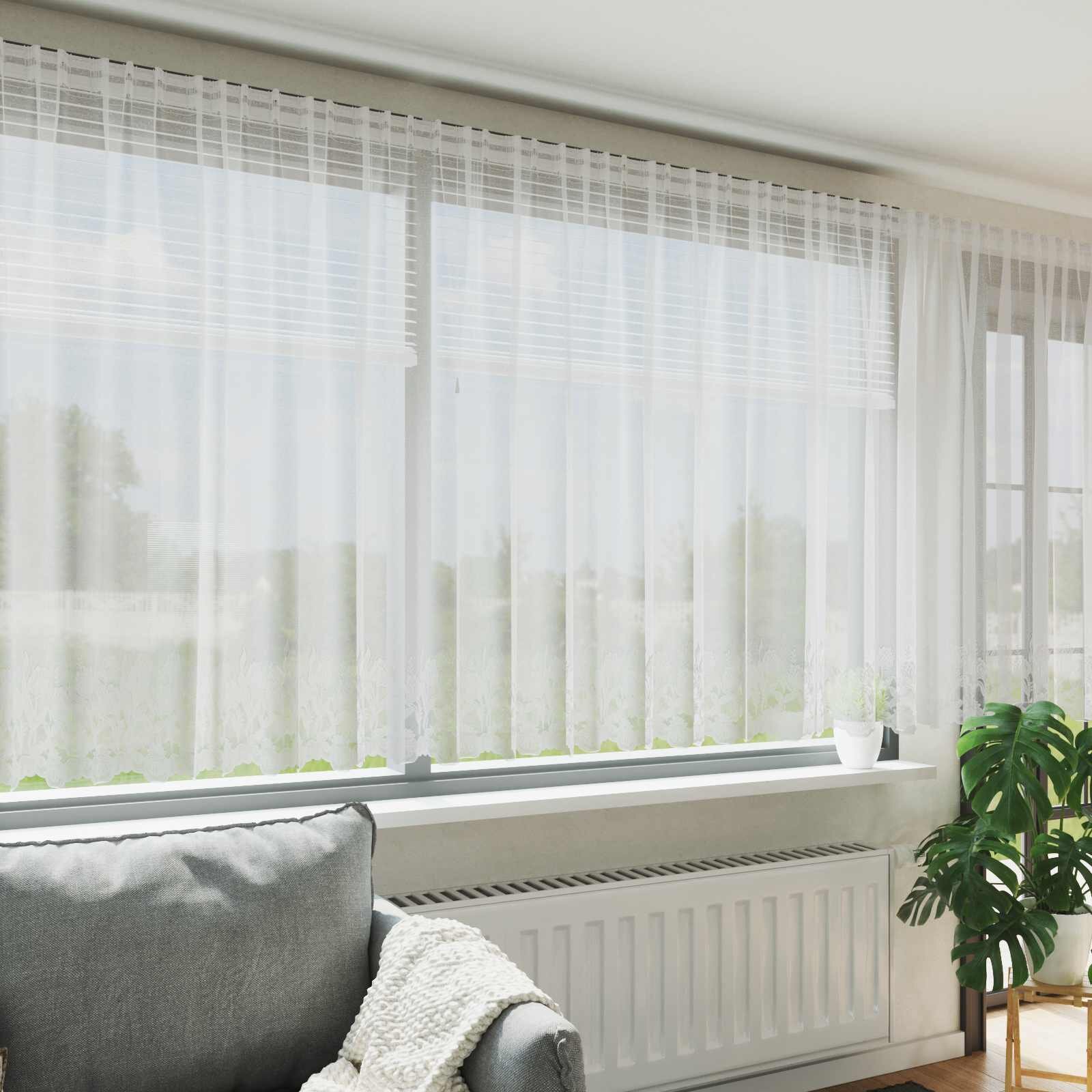 vidaXL Перде от дантела Бяло 180 x 600 cm Полиестер