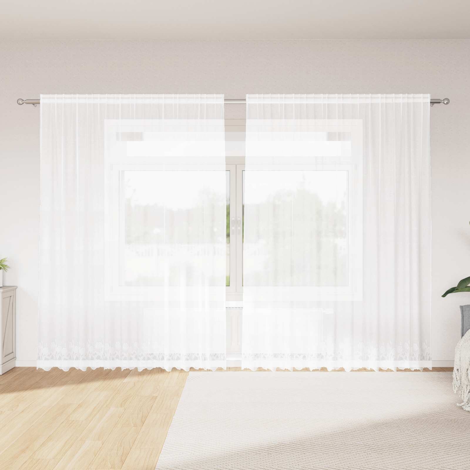 vidaXL Перде от дантела Бяло 200 x 300 cm Полиестер