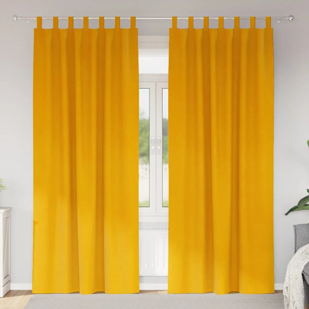 vidaXL Пердета 2 бр. Горчично жълто 140 x 260 cm Кадифе