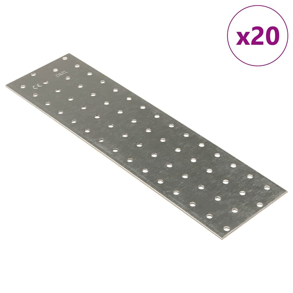 vidaXL Перфорирани плочи 20 бр 2 мм 300x80 мм поцинкована стомана