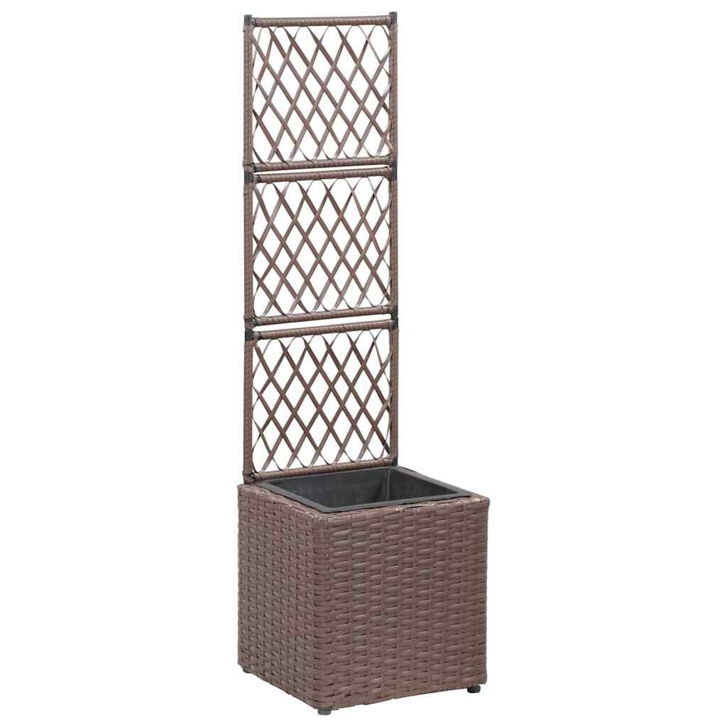 vidaXL Пергола висока леха с 1 саксия 30x30x107 см полиратан кафява