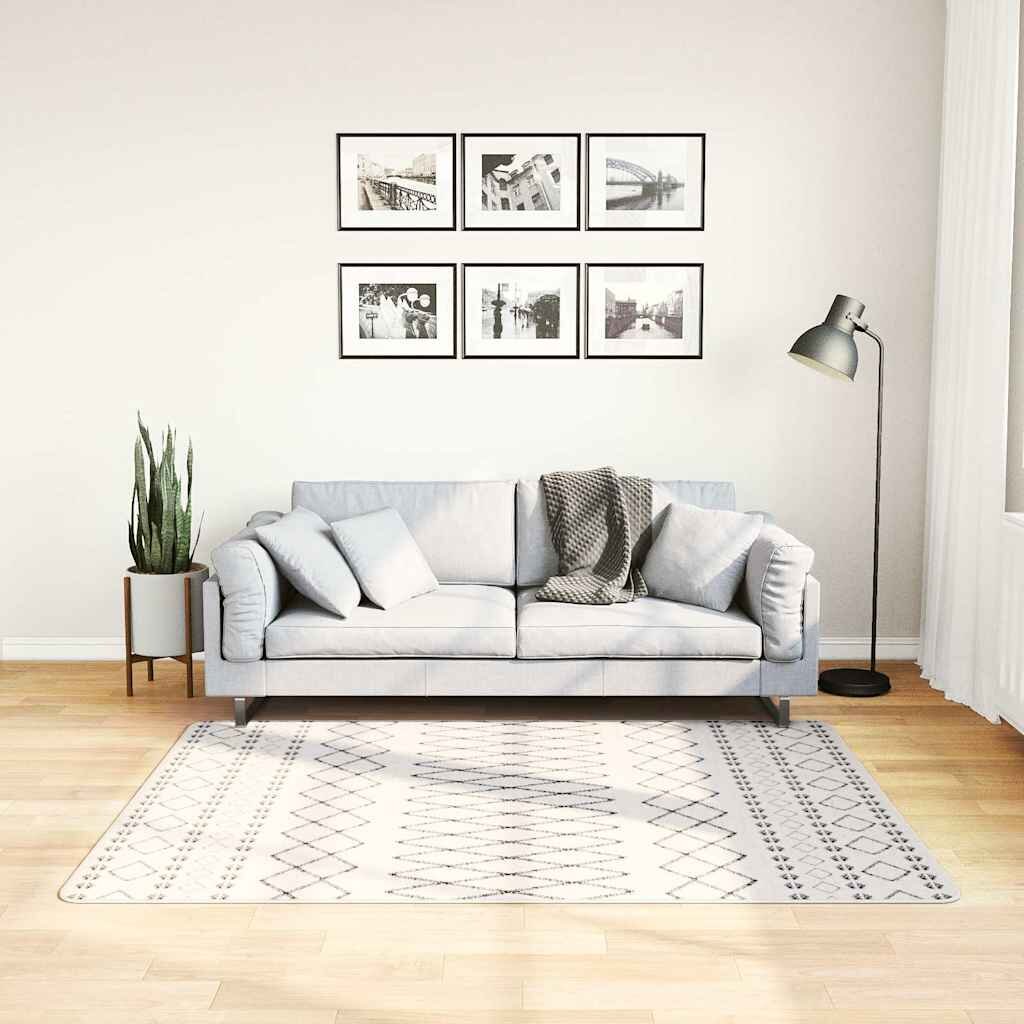 vidaXL Перящ се килим черно и бяло 120x170 см