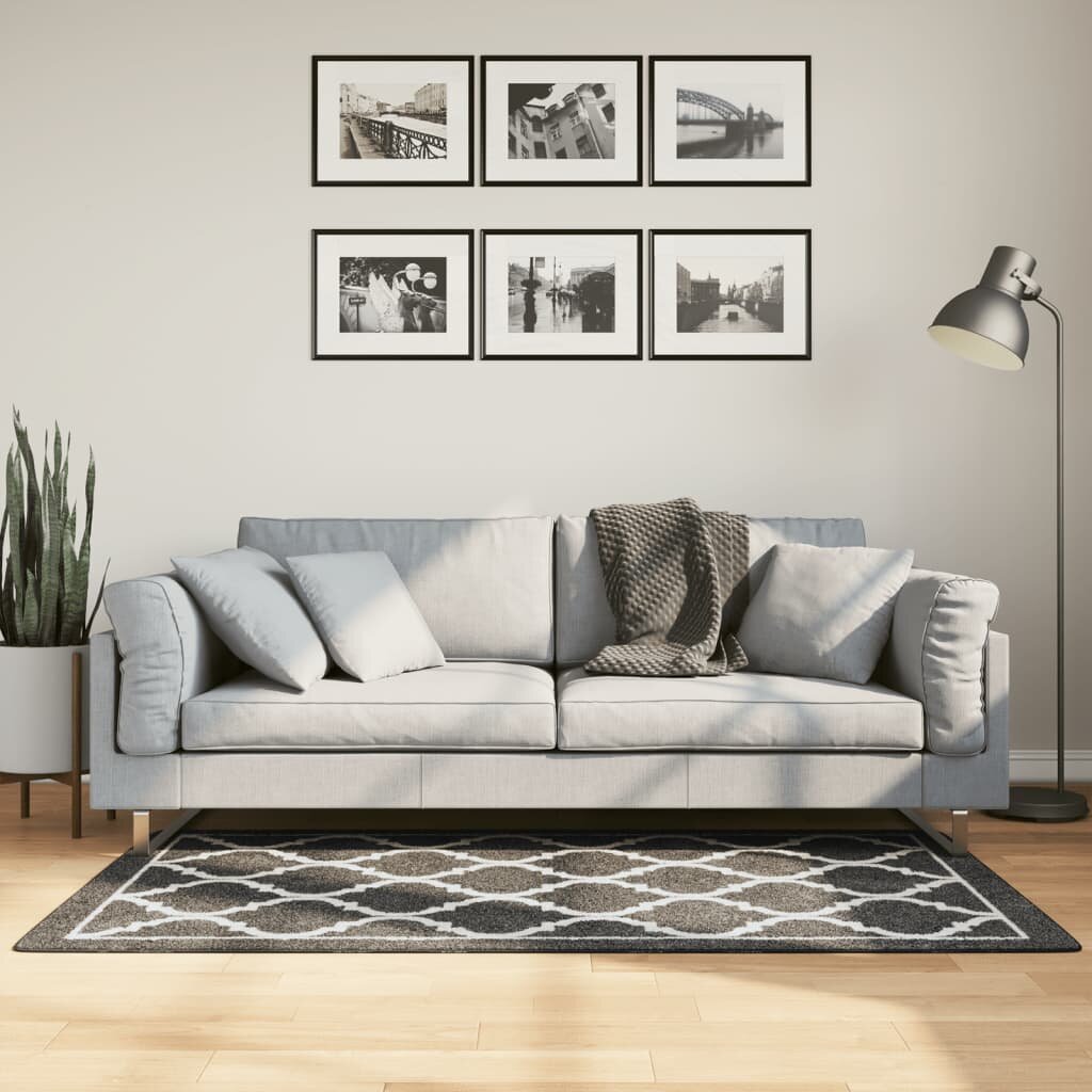 vidaXL Перящ се килим черно и бяло 80x150 см