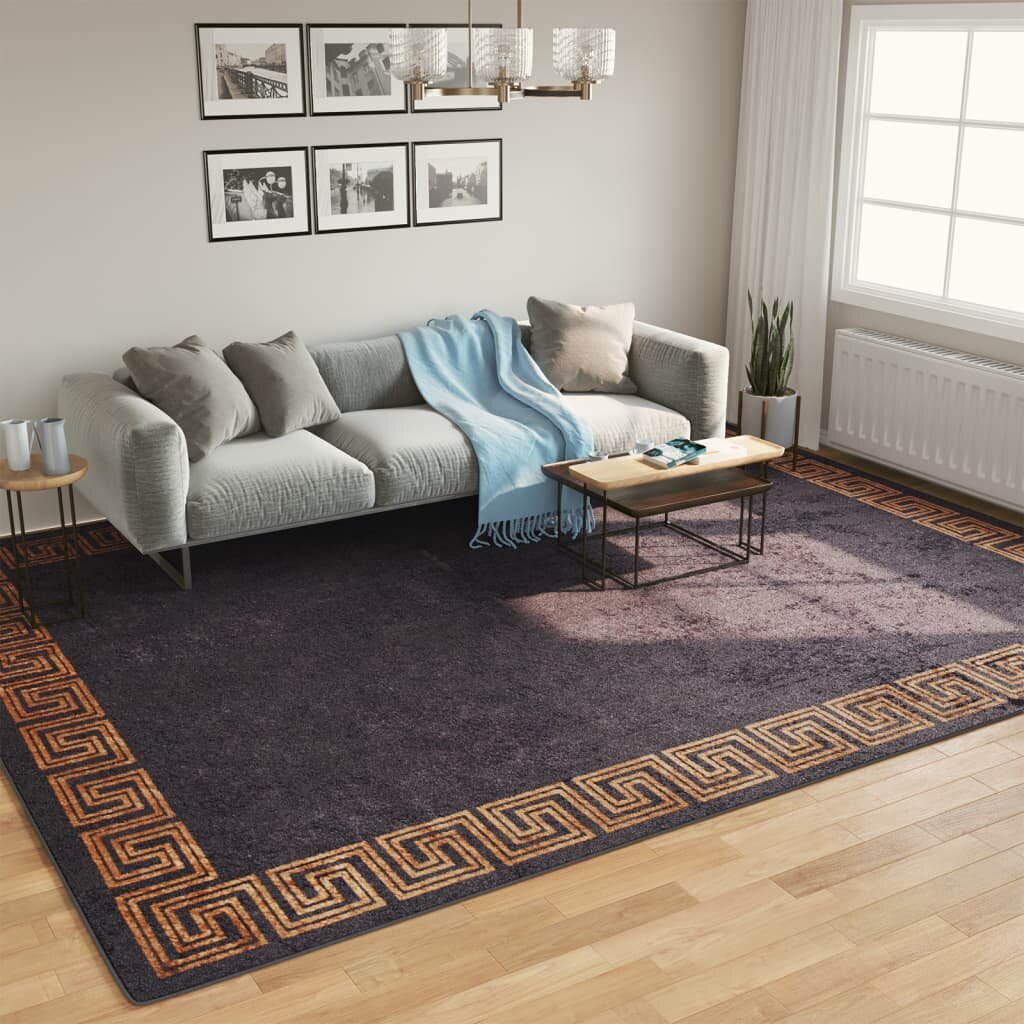 vidaXL Перящ се килим черно и златисто 400x300 см