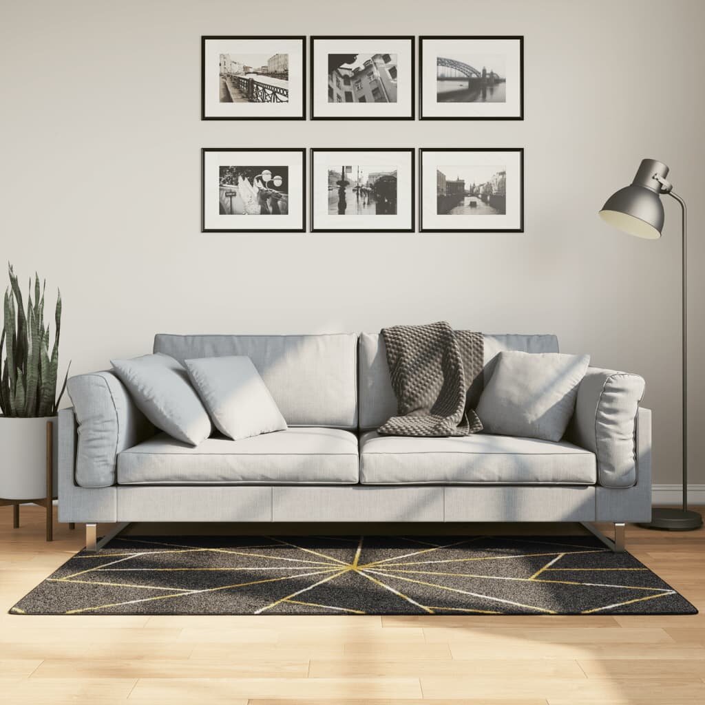 vidaXL Перящ се килим черно и златисто 80x150 см