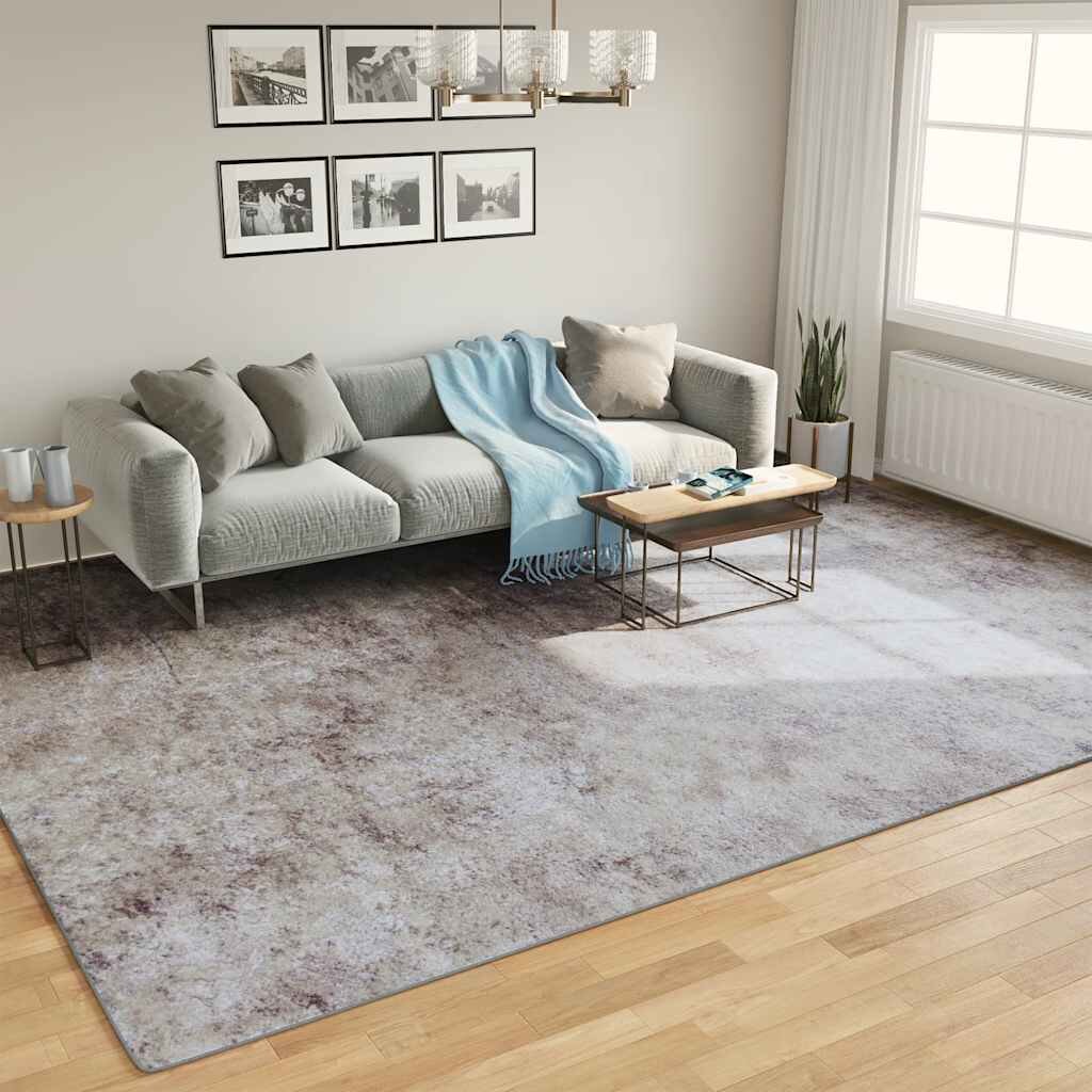 vidaXL Перящ се килим сив 400x300 см