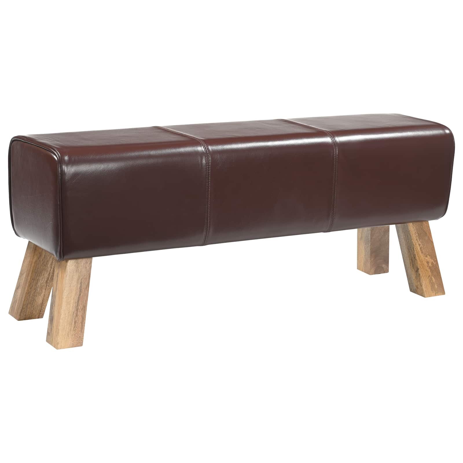 vidaXL Пейка 110 x 30 x 45 см Истинска Тъмен кафяв