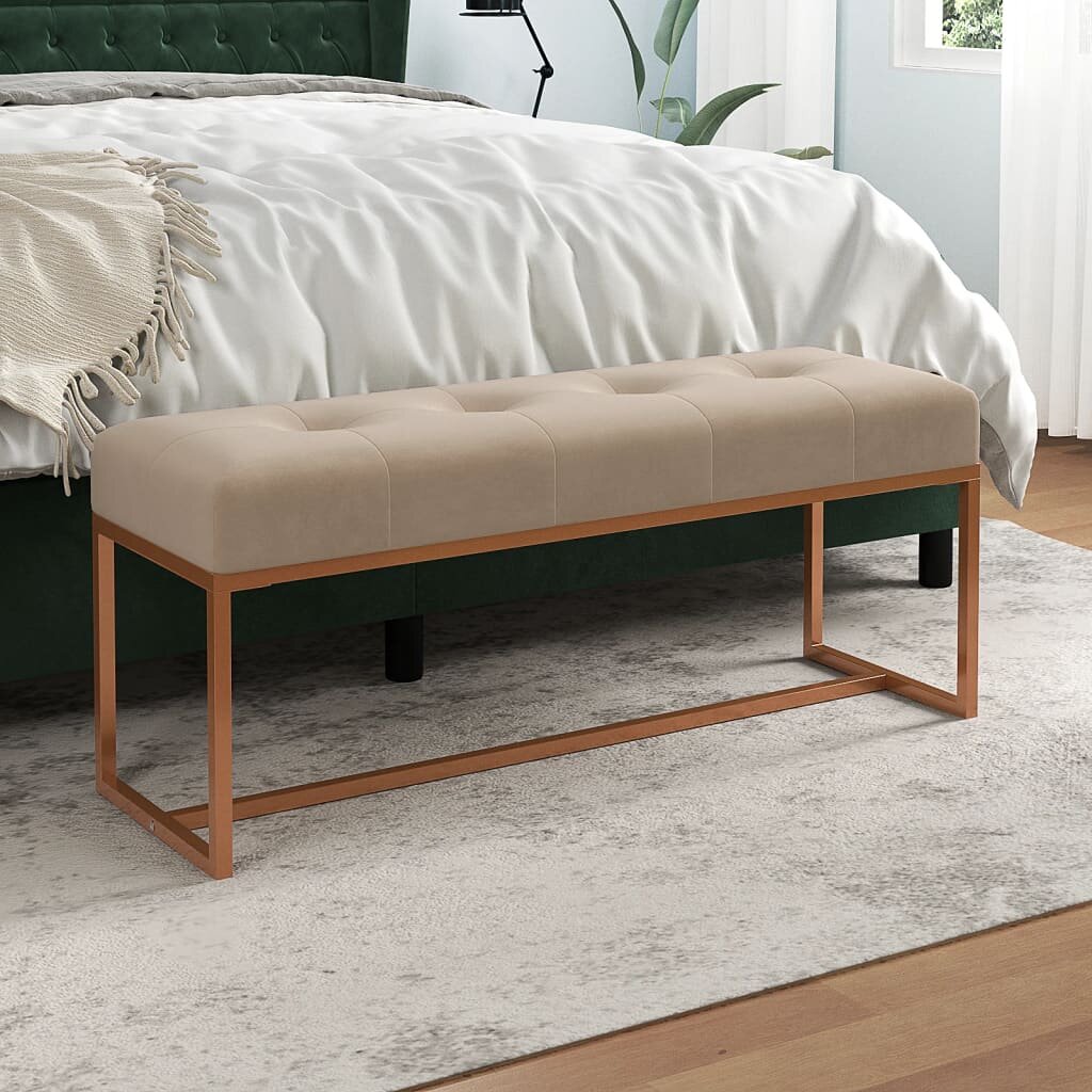 vidaXL Пейка бежова 110x36x45 см кадифе