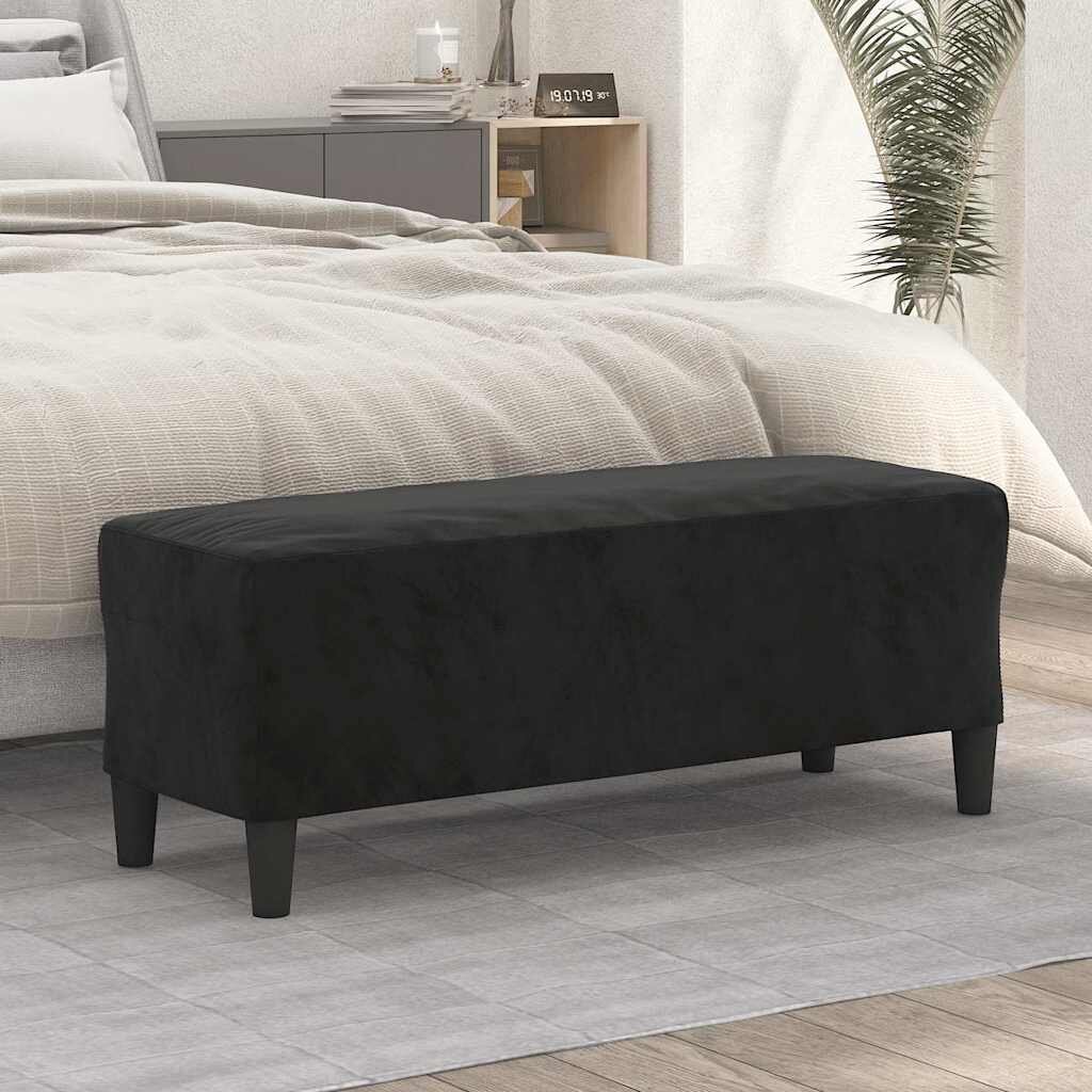 vidaXL Пейка черен 100x35x41 см кадифе