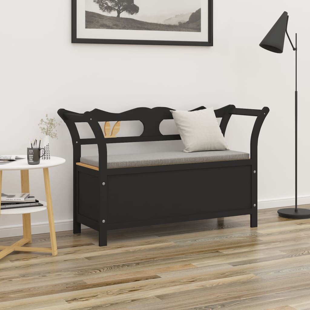 vidaXL Пейка черна 107x45x755 см масивна ела