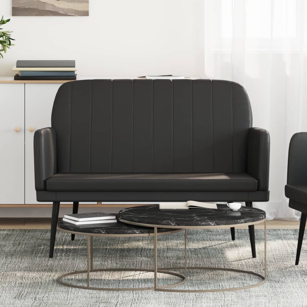 vidaXL Пейка черна 107x80x81 см изкуствена кожа
