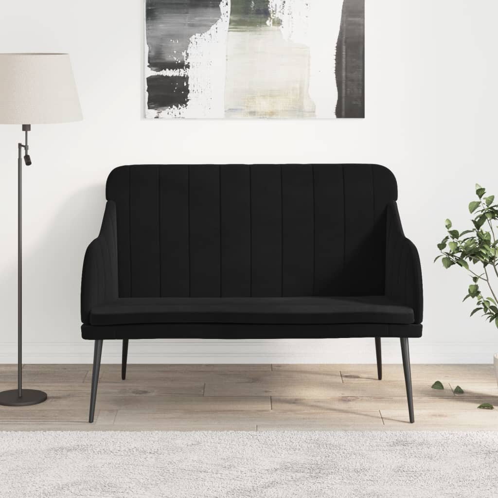 vidaXL Пейка черна 110x76x80 см кадифе