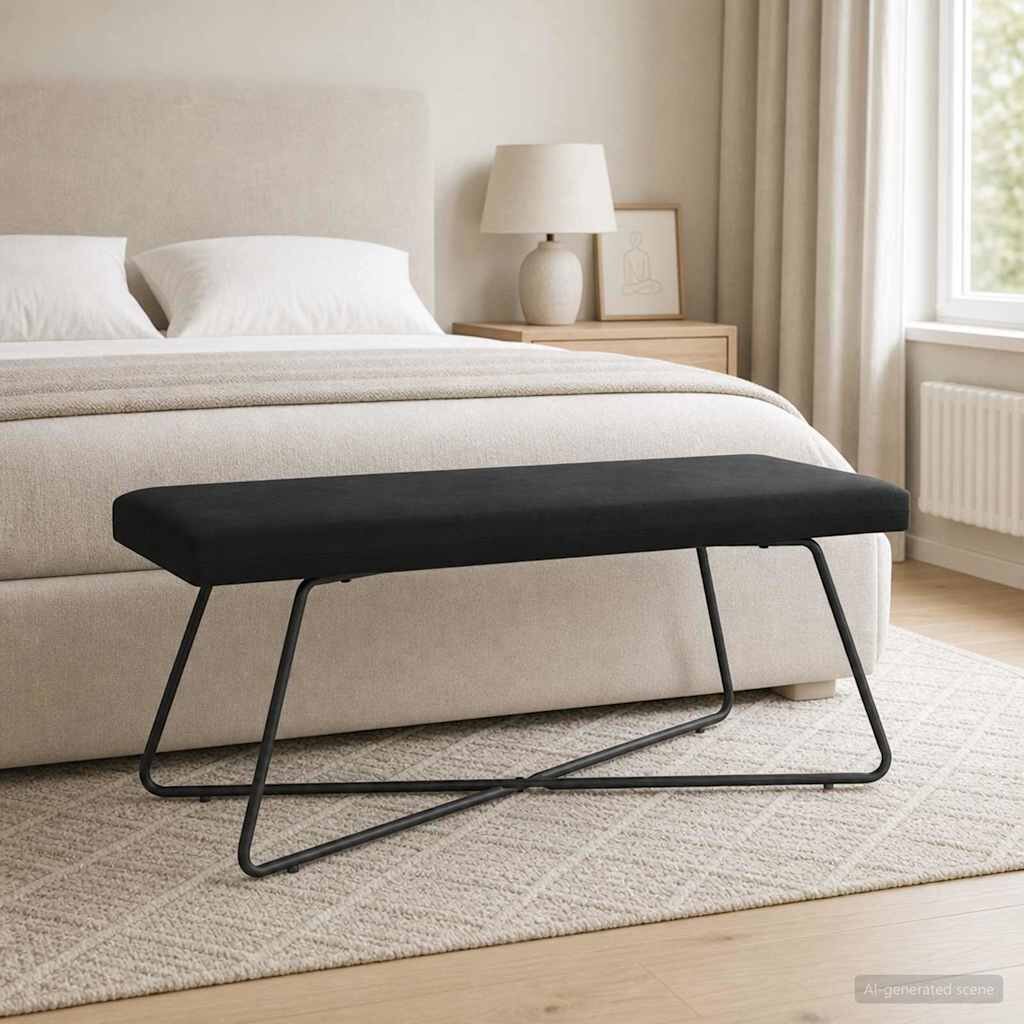 vidaXL Пейка Черно 110 x 40 x 45 cm Кадифе