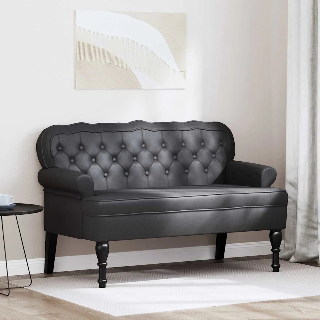 vidaXL Пейка Честърфилд Черно 1195 x 645 x 75 см Изкуствена
