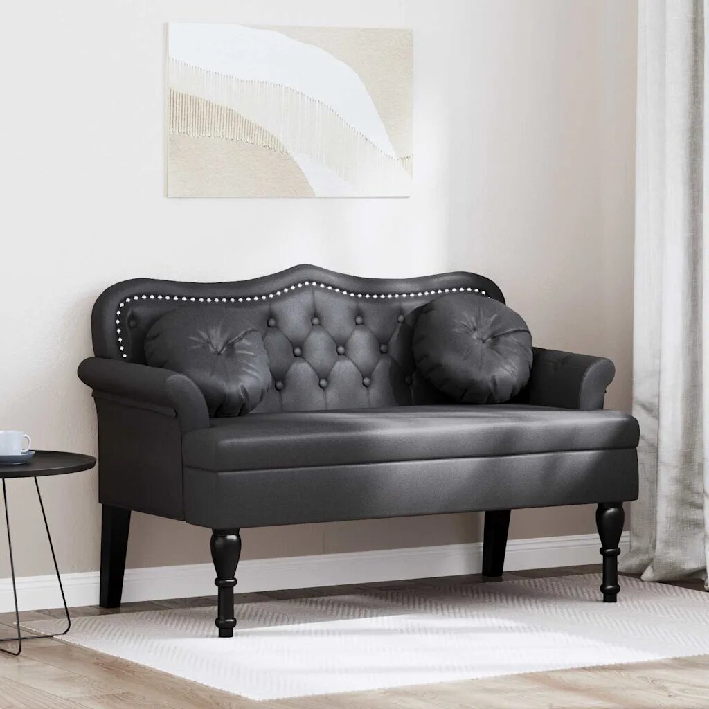 vidaXL Пейка Честърфилд Черно 120.5 x 65 x 75 см Изкуствена