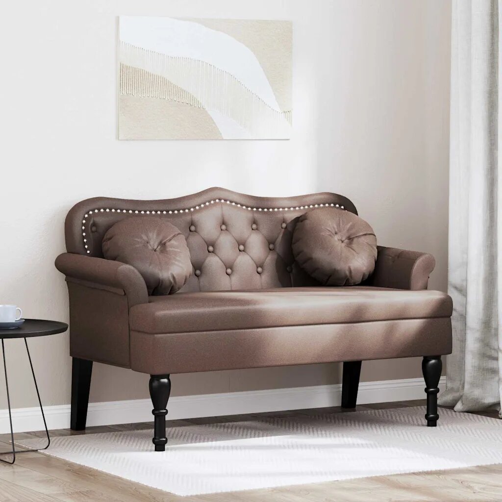 vidaXL Пейка Честърфилд Кафяво 120.5 x 65 x 75 см Изкуствена