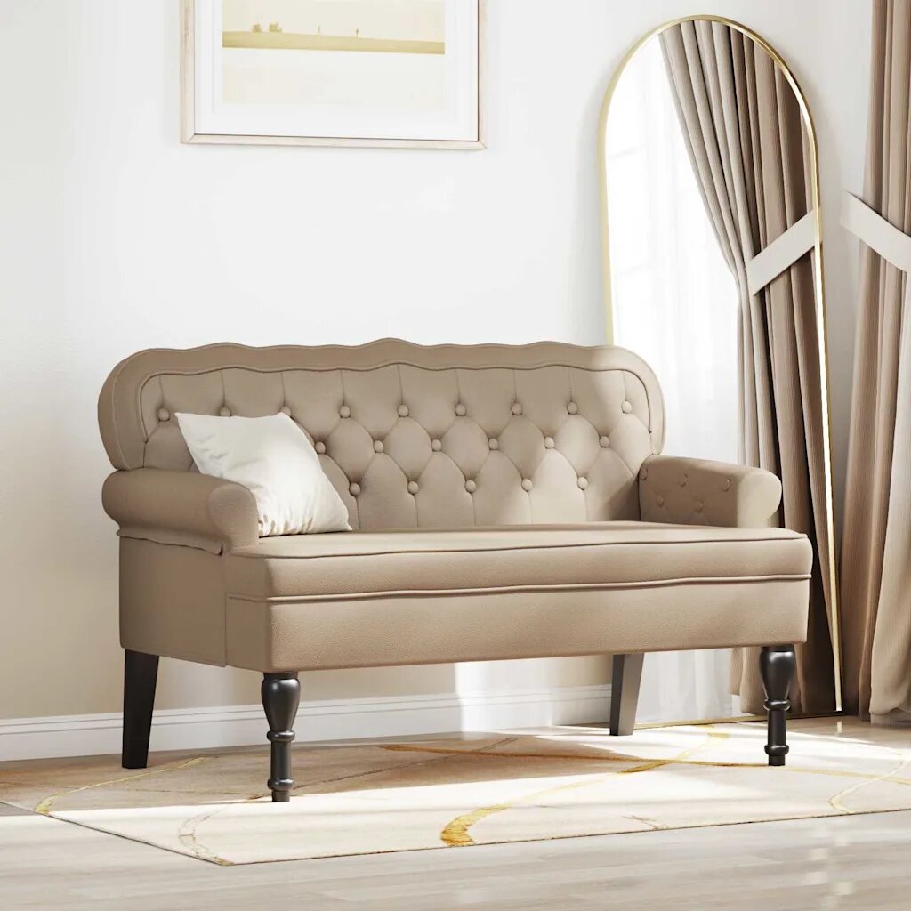vidaXL Пейка Честърфилд Капучино 1195 x 645 x 75 см Изкуствена