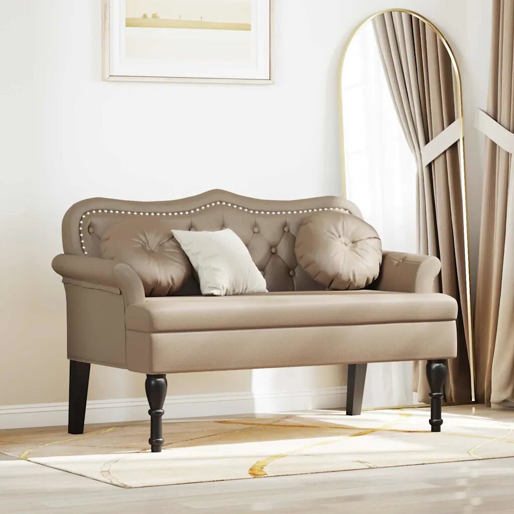 vidaXL Пейка Честърфилд Капучино 120.5 x 65 x 75 см Изкуствена