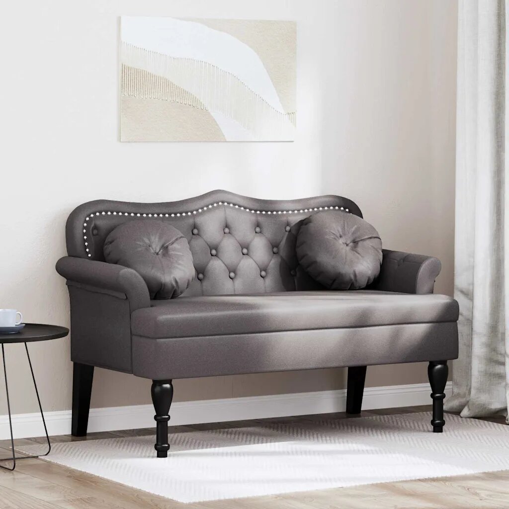 vidaXL Пейка Честърфилд Сив 120.5 x 65 x 75 см Изкуствена
