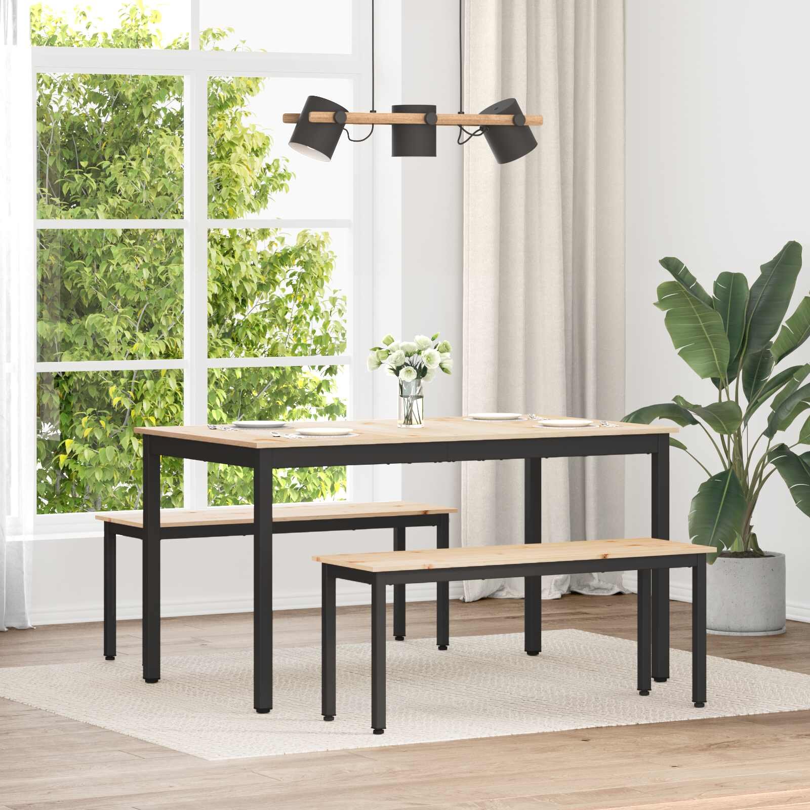 vidaXL Пейка Естествен 110 x 35 x 45 cm Солидно борово дърво