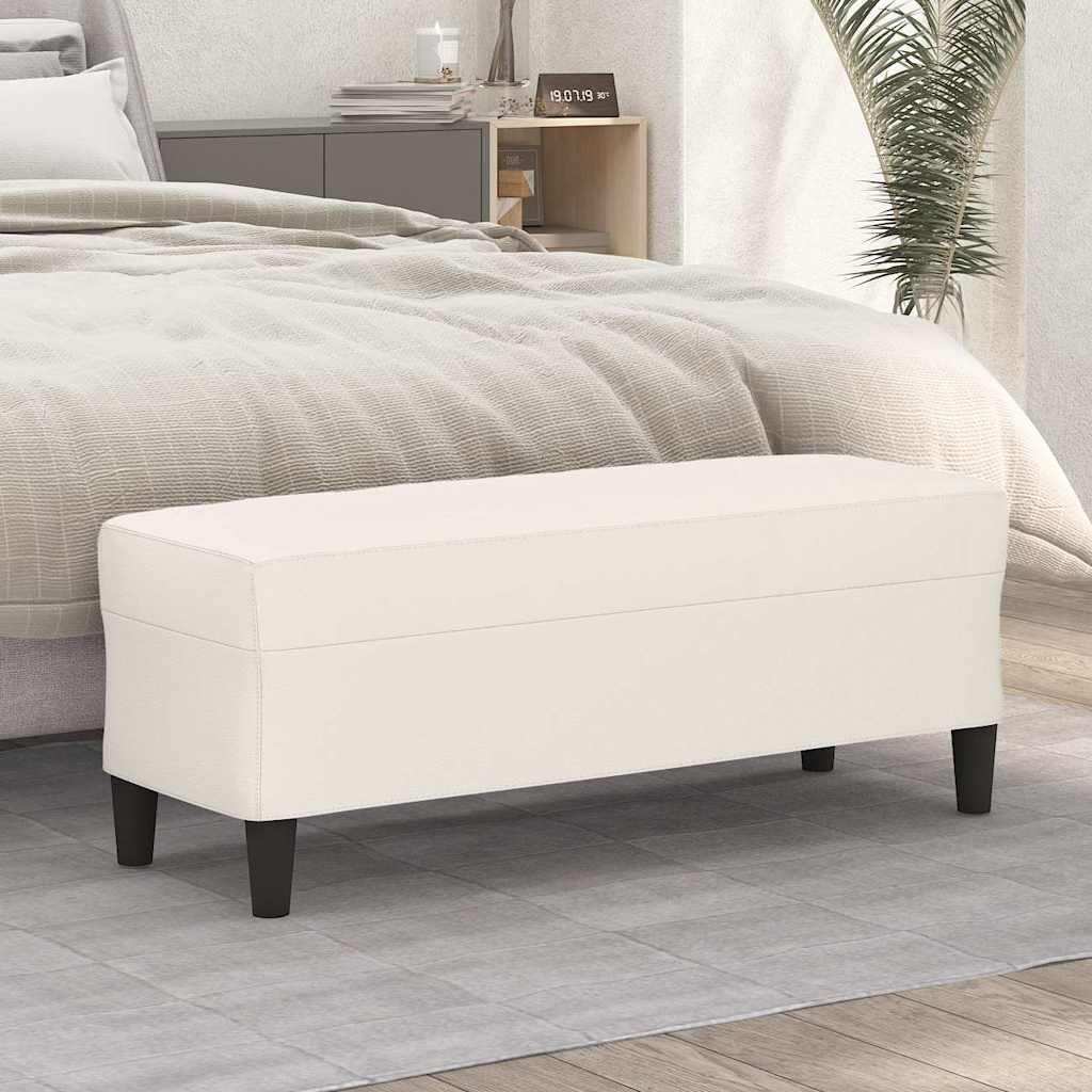 vidaXL Пейка кремава 100x35x41 см изкуствена кожа