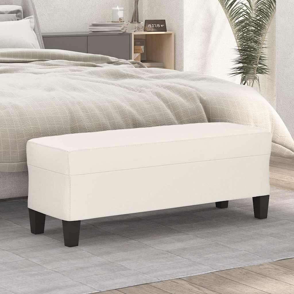 vidaXL Пейка кремава 100x35x41 см изкуствена кожа