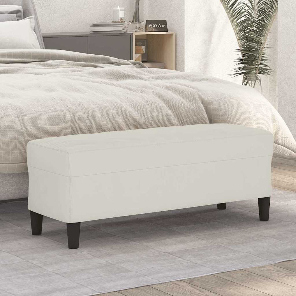 vidaXL Пейка кремава 100x35x41 см кадифе