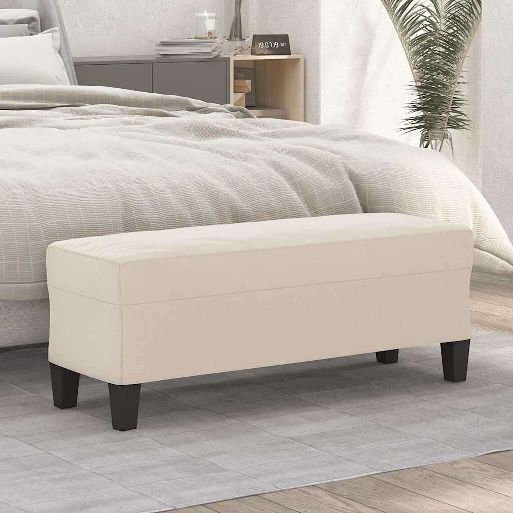 vidaXL Пейка кремава 100x35x41 см микрофибърен плат