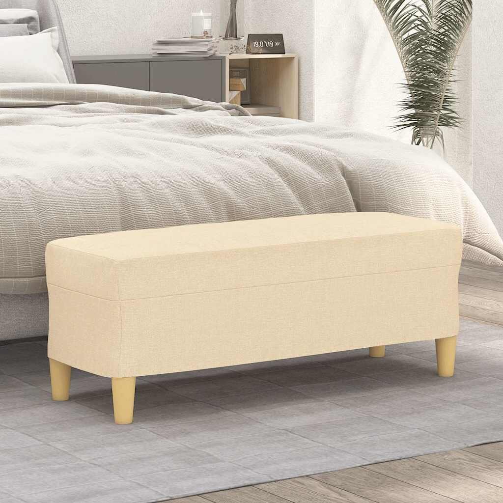 vidaXL Пейка кремава 100x35x41 см плат