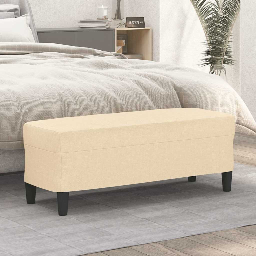 vidaXL Пейка кремава 100x35x41 см плат