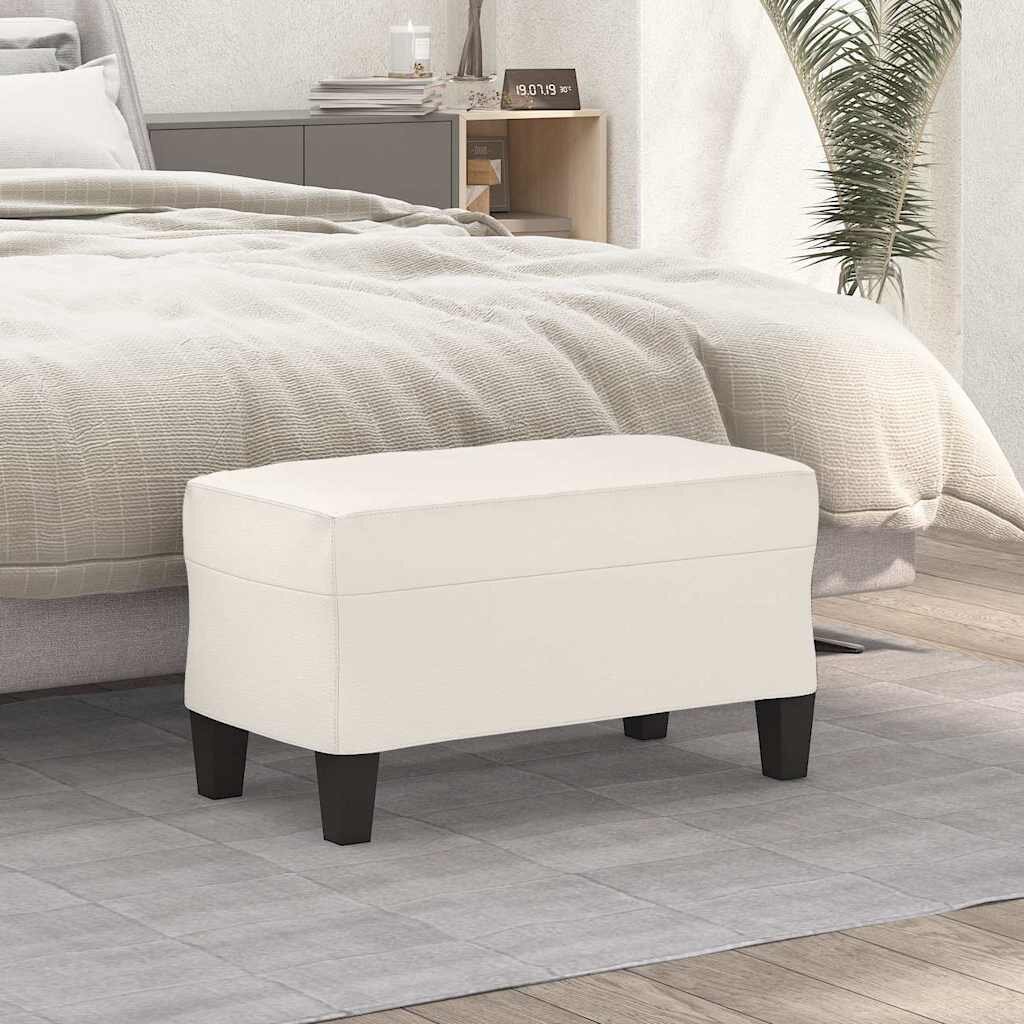 vidaXL Пейка кремава 70x35x41 см изкуствена кожа