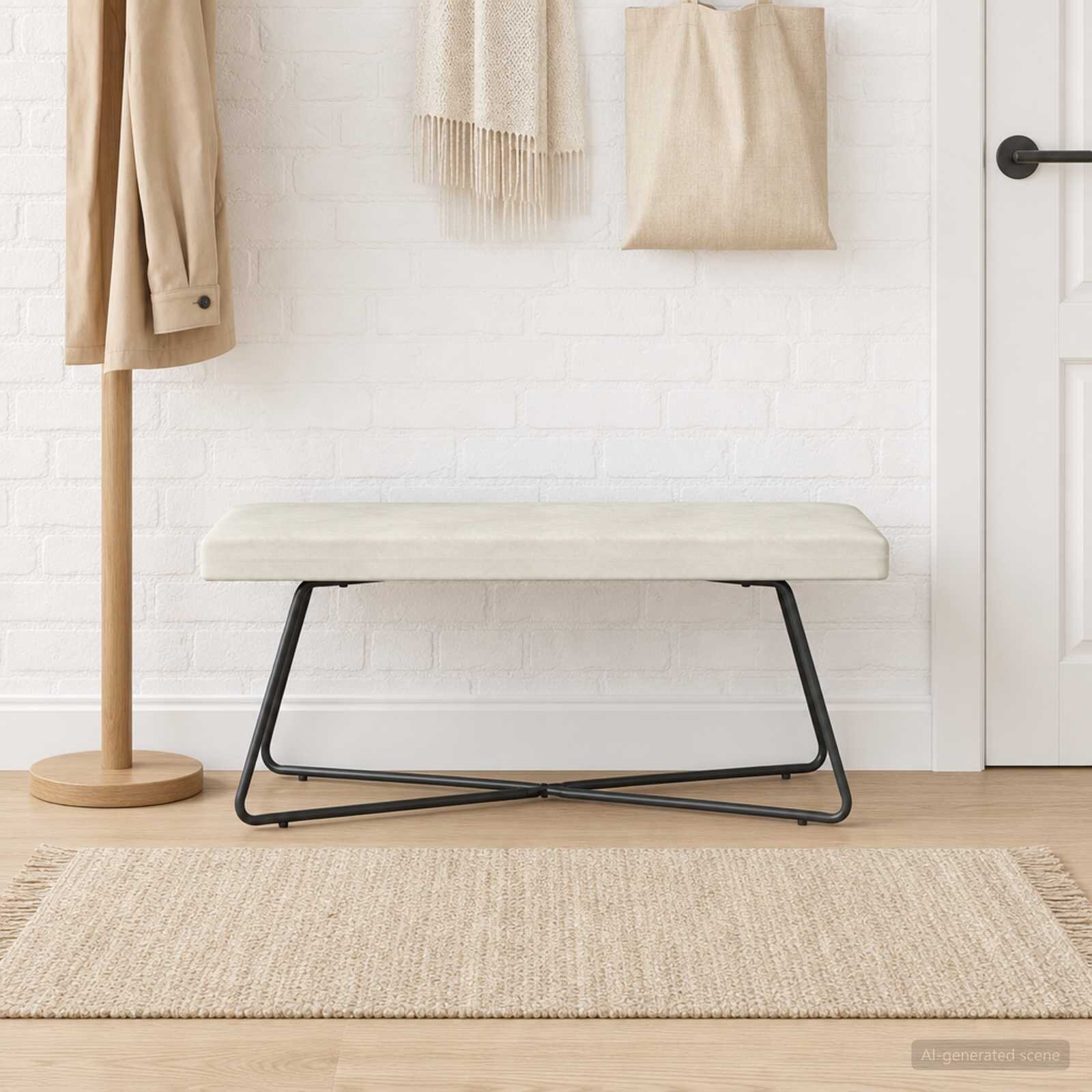 vidaXL Пейка Кремаво 110 x 40 x 45 cm Кадифе