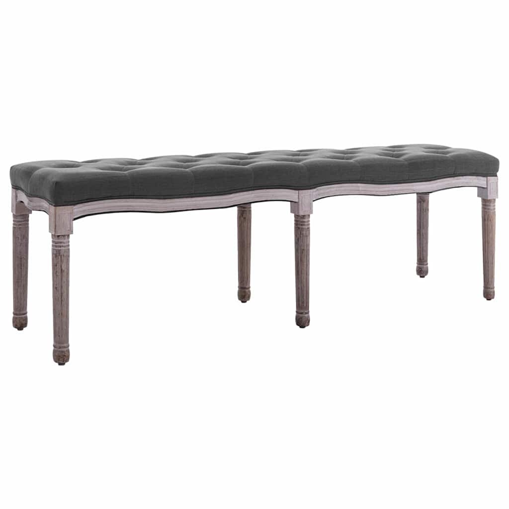 vidaXL Пейка лен и дървен масив 150x40x48 см тъмносиво