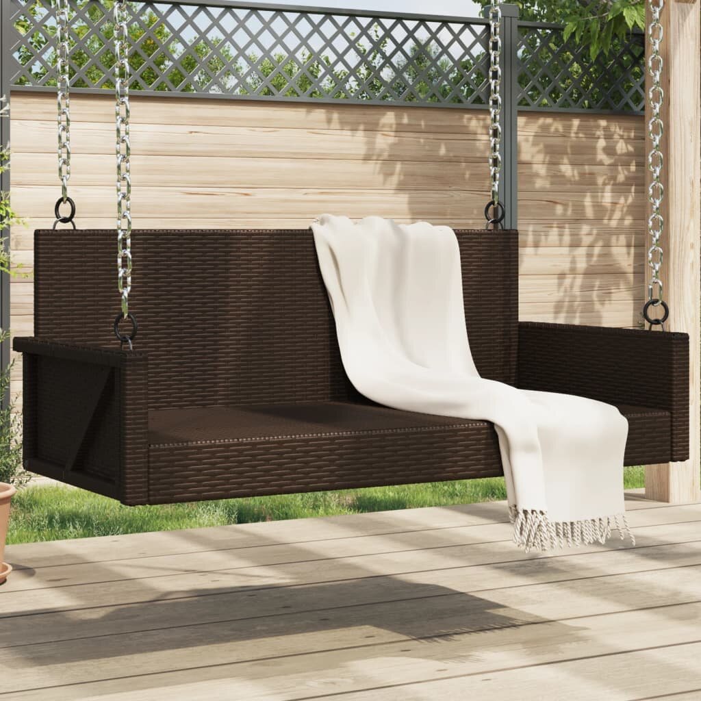 vidaXL Пейка люлка кафява 119x56x48 см полиратан