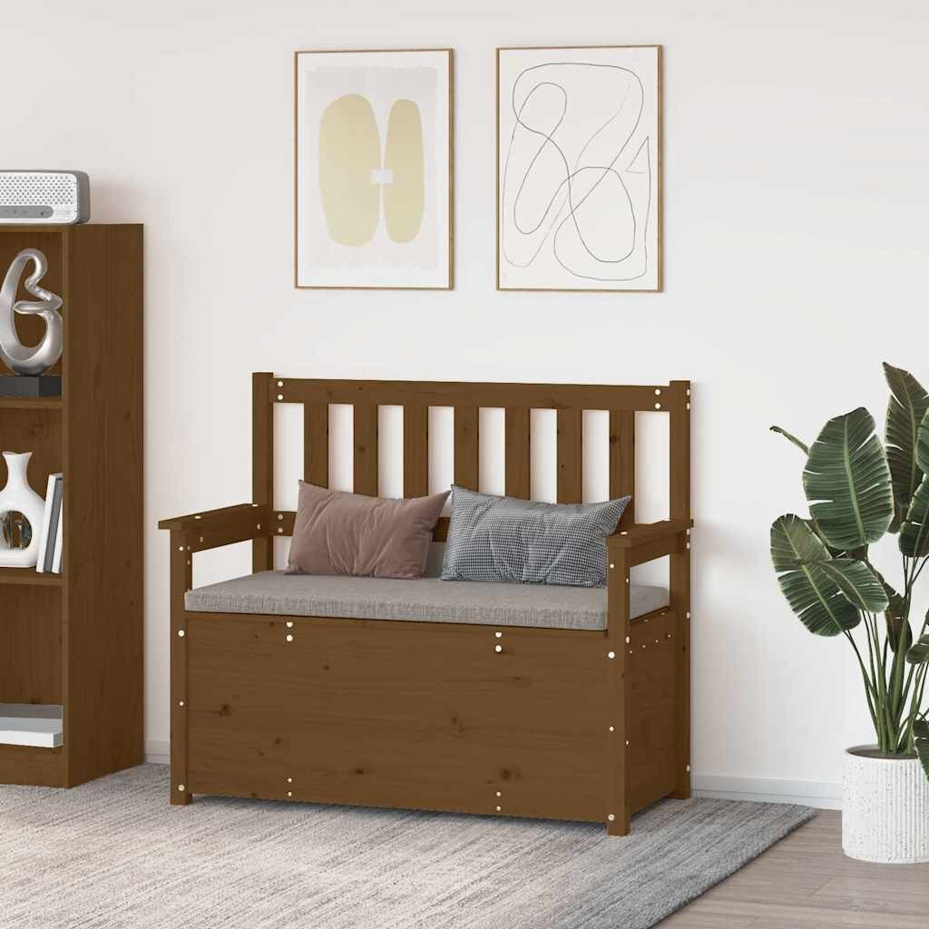vidaXL Пейка меденокафява 1125x515x965 см борово дърво масив