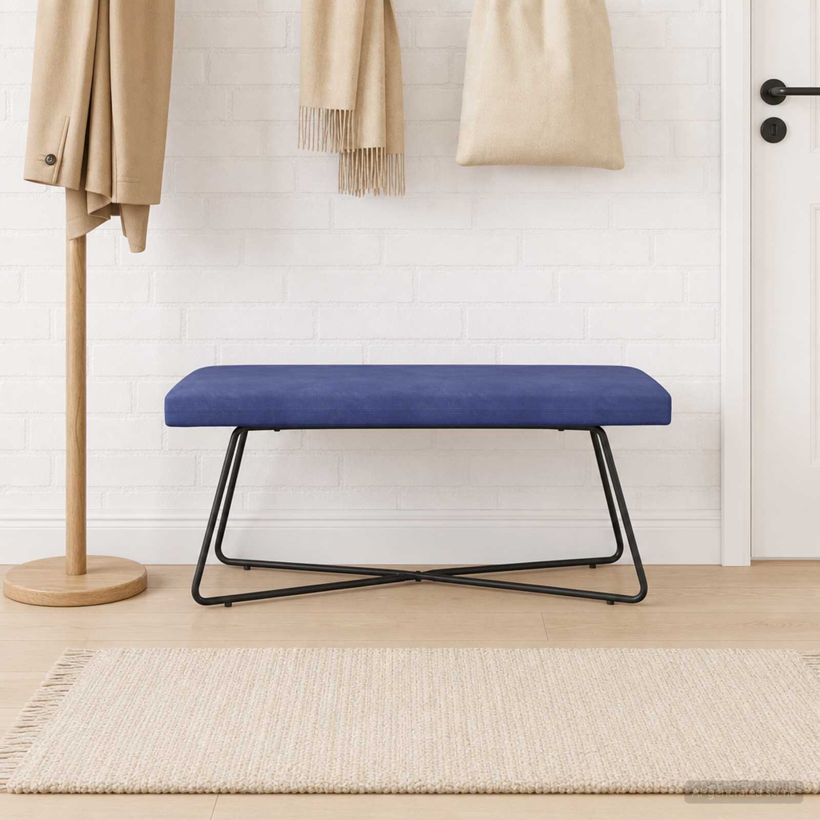 vidaXL Пейка Полицейско синьо 110 x 40 x 45 cm Кадифе