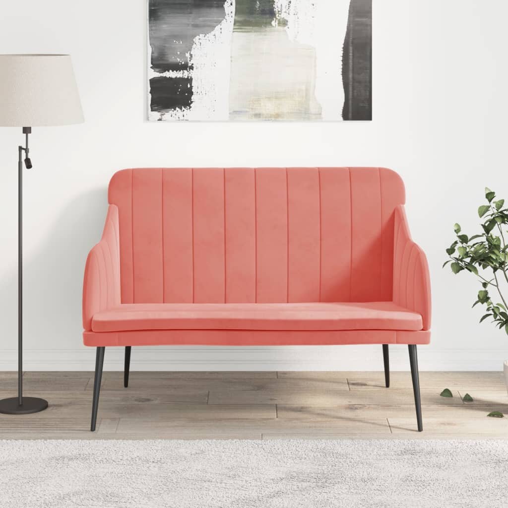 vidaXL Пейка розова 110x76x80 см кадифе