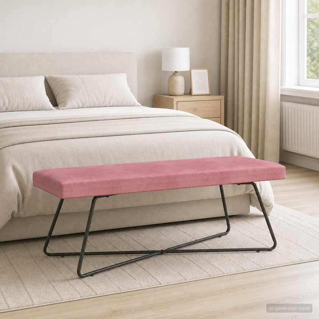 vidaXL Пейка Розово 110 x 40 x 45 cm Кадифе