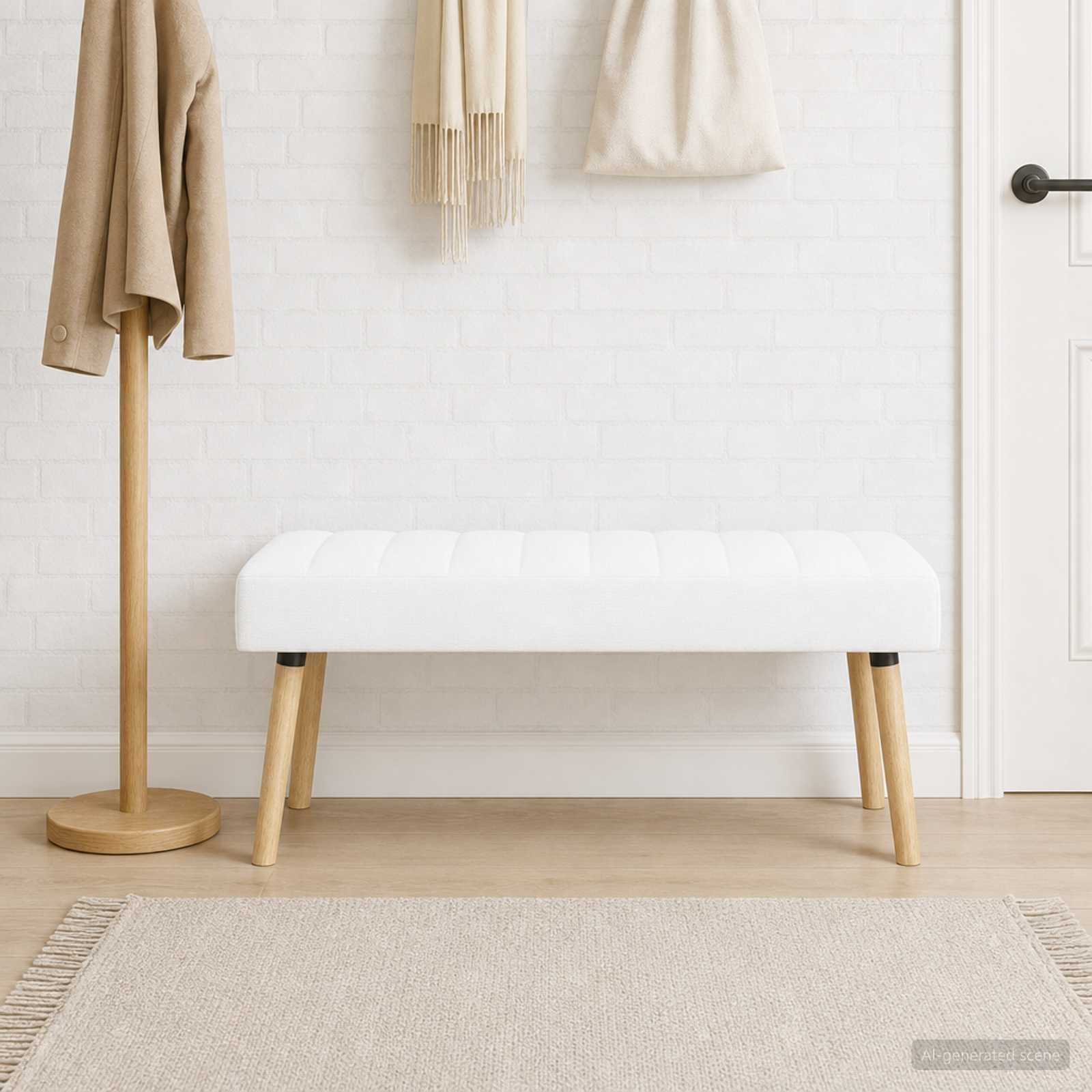 vidaXL Пейка с канали Бяло 110 x 40 x 46 cm Текстил