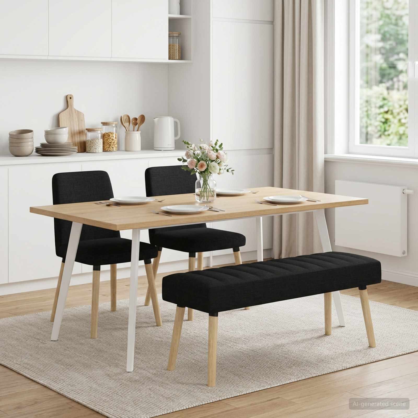 vidaXL Пейка с канали Черно 110 x 40 x 46 cm Текстил