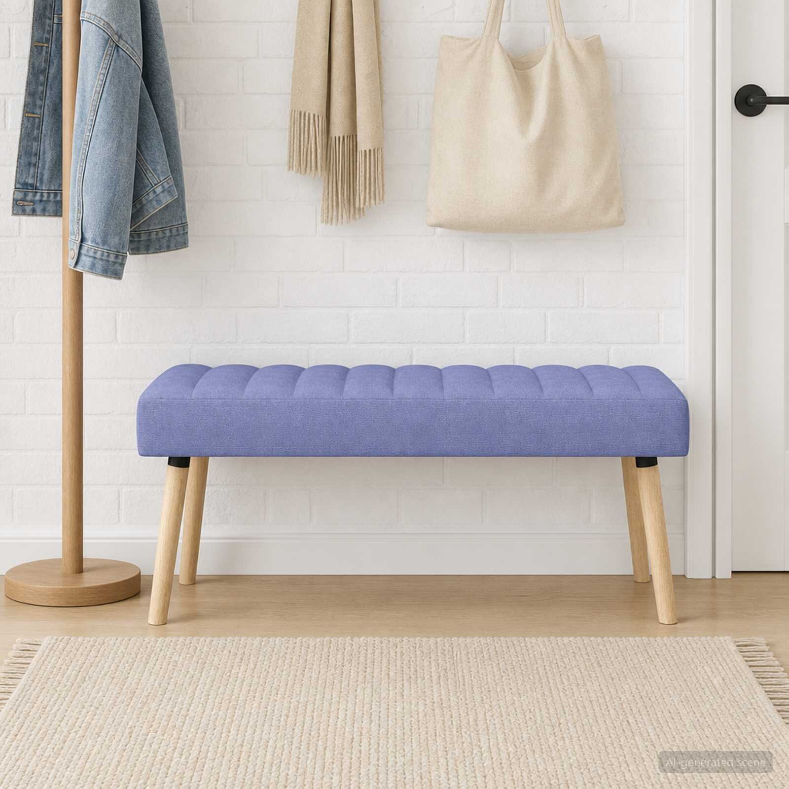 vidaXL Пейка с канали Дънково син 110 x 40 x 46 cm Текстил