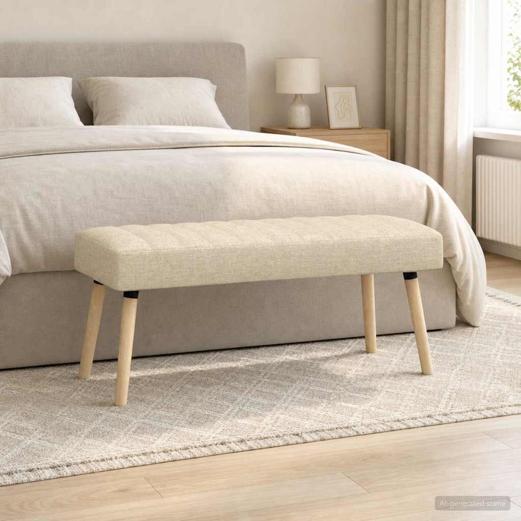 vidaXL Пейка с канали Кремаво 110 x 40 x 46 cm Текстил