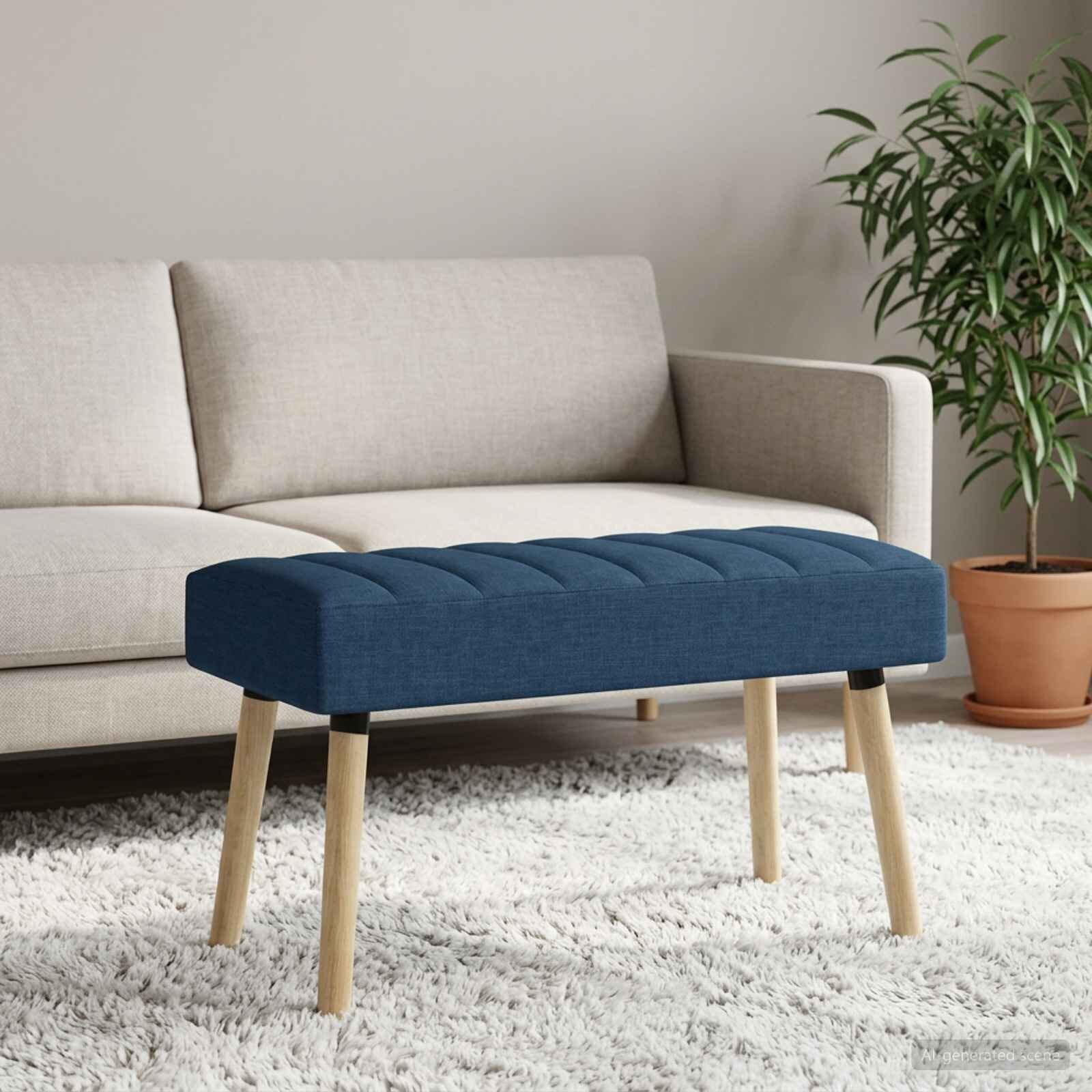 vidaXL Пейка с канали Синьо 80 x 40 x 46 см Текстил